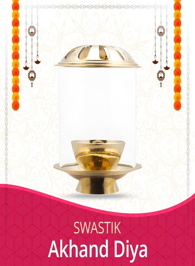 كلاسيك مصباح زيتي كلاسيكي من النحاس الأصفر والزجاج مع غطاء من زجاج البوروسيليكات للمعبد، مصباح زيتي مزخرف من النحاس الأصفر والزجاج مع غطاء زجاجي للصلاة، مصباح زيتي أسطواني من النحاس الأصفر والبوروسيليكات (عبوة من قطعة واحدة) - Image 4